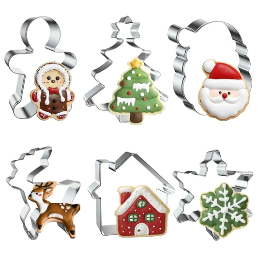 6-Piece Stainless Steel Christmas Cookie Cutter Set – Fun Holiday Baking Essentials