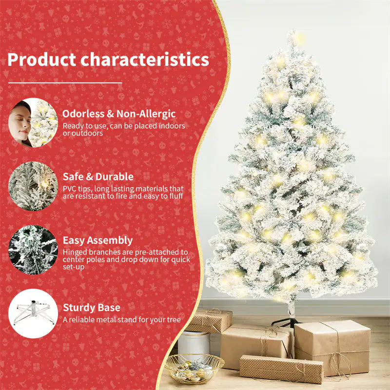 Premium Snow-Capped Christmas Tree – PVC Artificial Pine Holiday Decoration