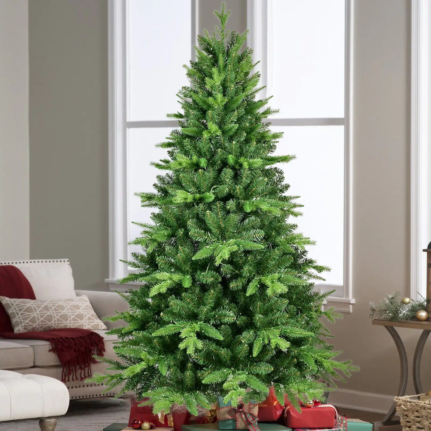 Deluxe 5FT Pre-Lit Christmas Tree with 250 Warm White LEDs & 850 Branch Tips – Elegant Holiday Centerpiece
